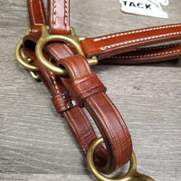 #6746 .75" Narrow Double Stitched Leather Halter, snap, adj *like new, mnr stains