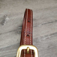 #6746 .75" Narrow Double Stitched Leather Halter, snap, adj *like new, mnr stains