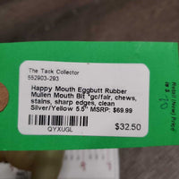 Eggbutt Rubber Mullen Mouth Bit *gc/fair, chews, stains, sharp edges, clean