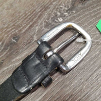 Soft Leather Belt, Ribbon, 2 bits *gc, dingy ribbon, stains, scrapes, dents