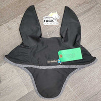 Light Perforated Ear Bonnet Fly Beil, 1x piping *gc/vgc, clean, sparkles, mnr hair, shrunk, curled