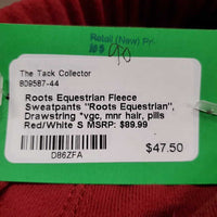 Fleece Sweatpants "Roots Equestrian", Drawstring *vgc, mnr hair, pills