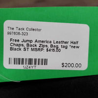Leather Half Chaps, Back Zips, Bag, tag *new