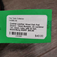 Leather Wool Felt Poll Guard - Head Bumper, 2x caribiner *xc, clean, rubs, pills & hair