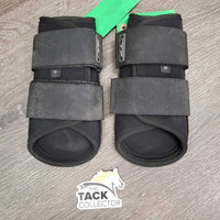 Pr Closed Schooling Boots, velcro, bag *vgc, mnr dirt, hair, rubs & pills