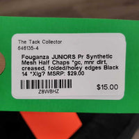 JUNIORS Pr Synthetic Mesh Half Chaps *gc, mnr dirt, creased, folded/holey edges