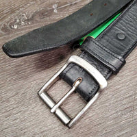 Wide Soft Leather Belt, Buckle, bits *like new, mnr film/residue, dusty & rubs