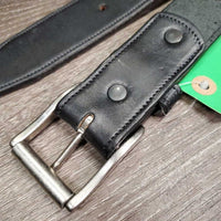 Wide Soft Leather Belt, Buckle, bits *like new, mnr film/residue, dusty & rubs