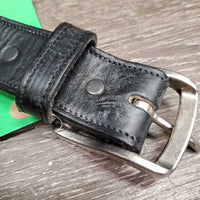 Wide Soft Leather Belt, Buckle, bits *like new, mnr film/residue, dusty & rubs