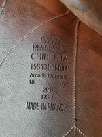 18" *W 6" Devoucoux Chiberta Monoflap Saddle, 2 Breastplate D Rings, Green Devoucoux Nylon Cover, Lg Front & Back Exterior Blocks, Foam Panels, Flaps: 13"L x 13.5"W Serial #: 15S13006094 Arcade Normale 18 1A 2PB D3D