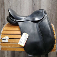 16" Adj *set XW 6.5" Dressage Saddle, Black/Green Nylon Cover, v.small Pencil Rolls, Rear Gusset Panels, Wool Flocking, Flaps: 16"L x 12.5"W Serial #: 165 KL 017