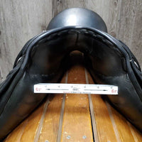 16" Adj *set XW 6.5" Dressage Saddle, Black/Green Nylon Cover, v.small Pencil Rolls, Rear Gusset Panels, Wool Flocking, Flaps: 16"L x 12.5"W Serial #: 165 KL 017