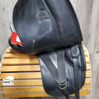 16" Adj *set XW 6.5" Dressage Saddle, Black/Green Nylon Cover, v.small Pencil Rolls, Rear Gusset Panels, Wool Flocking, Flaps: 16"L x 12.5"W Serial #: 165 KL 017