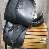 16" Adj *set XW 6.5" Dressage Saddle, Black/Green Nylon Cover, v.small Pencil Rolls, Rear Gusset Panels, Wool Flocking, Flaps: 16"L x 12.5"W Serial #: 165 KL 017