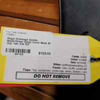 16" Adj *set XW 6.5" Dressage Saddle, Black/Green Nylon Cover, v.small Pencil Rolls, Rear Gusset Panels, Wool Flocking, Flaps: 16"L x 12.5"W Serial #: 165 KL 017