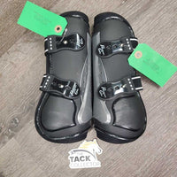 Pr Open Front Boots, tabs *vgc, clean, mnr scrape, scratches & hairy