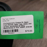 Pr Open Front Boots, tabs *vgc, clean, mnr scrape, scratches & hairy