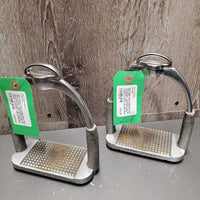 Wide Base Flexi Stirrup Irons, Adjustable Top *gc, sandy/gunky grips, dirt, stained rubber, scratches, rubs