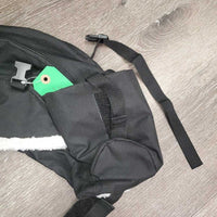 English Saddle - Nylon & Fleece Cantle - Trail Bag *vgc, clean, clumpy fleece, hair, mnr undone stitchign & loose thread