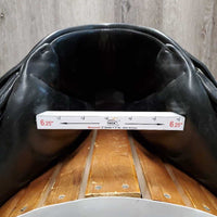 18" Adj *set XW 6.25" Schleese Liberty Dressage Saddle, 2 Lg Front Velcro Blocks, Navy Schleese Fleece Lined Cover, Cutback Pommel, Shoulder Relief Panels, Rear Gussets, Wool Flocking, Flaps: 17"L x 12.5"W Serial #: 3 HW SR 4-18 10366S0411