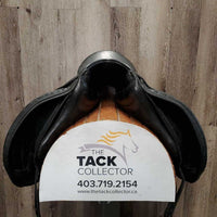 18" Adj *set XW 6.25" Schleese Liberty Dressage Saddle, 2 Lg Front Velcro Blocks, Navy Schleese Fleece Lined Cover, Cutback Pommel, Shoulder Relief Panels, Rear Gussets, Wool Flocking, Flaps: 17"L x 12.5"W Serial #: 3 HW SR 4-18 10366S0411