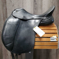 18" Adj *set XW 6.25" Schleese Liberty Dressage Saddle, 2 Lg Front Velcro Blocks, Navy Schleese Fleece Lined Cover, Cutback Pommel, Shoulder Relief Panels, Rear Gussets, Wool Flocking, Flaps: 17"L x 12.5"W Serial #: 3 HW SR 4-18 10366S0411