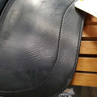 18" Adj *set XW 6.25" Schleese Liberty Dressage Saddle, 2 Lg Front Velcro Blocks, Navy Schleese Fleece Lined Cover, Cutback Pommel, Shoulder Relief Panels, Rear Gussets, Wool Flocking, Flaps: 17"L x 12.5"W Serial #: 3 HW SR 4-18 10366S0411