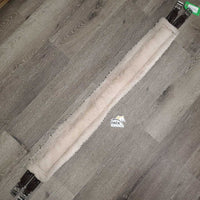 Nylon Web Fleece Lined Girth, 2x Els, D Ring *gc, clean, stains, hairy, clumpy, dingy, rubs, pills