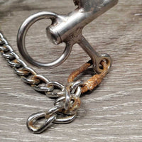 #937 Jim Warner Lariat Noseband Mechanical Western Hackamore, Chain *gc, clean, v.rusty connectors, stains