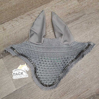 Crochet Fly Veil Ear Bonnet, bling *vgc, clean, curled edges, mnr hair, cut tag, snags & loose thread