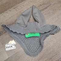 Crochet Fly Veil Ear Bonnet, bling *vgc, clean, curled edges, mnr hair, cut tag, snags & loose thread