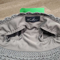 Crochet Fly Veil Ear Bonnet, bling *vgc, clean, curled edges, mnr hair, cut tag, snags & loose thread