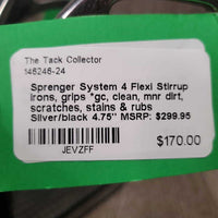Flexi Stirrup Irons, grips *gc, clean, mnr dirt, scratches, stains & rubs