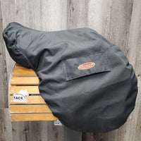 17.5 Adj *set MW *5" Custom Saddlery Monoflap Saddle, Black Custom Saddlery Cover, Wool Flocking, Rear Gussets, Large Exterior Front Pencil Roll & Back Block, Flaps: 15"L x 14.25"W Serial #: 22712 175 13