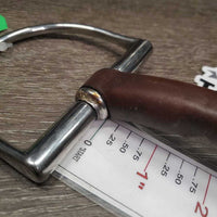 Curved Mullen Mouth Leather Hunter D Ring Bit *vgc, clean, mnr dent, residue, chews & scrapes