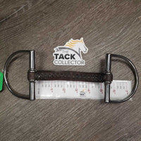 Curved Mullen Mouth Leather Hunter D Ring Bit *vgc, clean, mnr dent, residue, chews & scrapes