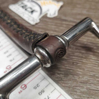 Curved Mullen Mouth Leather Hunter D Ring Bit *vgc, clean, mnr dent, residue, chews & scrapes