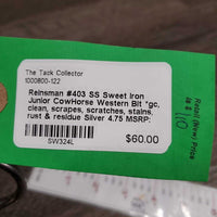 #403 SS Sweet Iron Junior CowHorse Western Bit *gc, clean, scrapes, scratches, stains, rust & residue