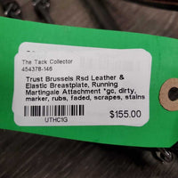 Rsd Leather & Elastic Breastplate, Running Martingale Attachment *gc, dirty, marker, rubs, faded, scrapes, stains