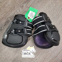 4 Open Front & Hind Boots, tabs *gc, clean, mnr rubs, scrapes, hair, torn edge