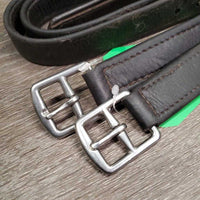 Pr Soft Nylon Lined Stirrup Leathers *gc, dents, dirt, threads, sticky, clean, rubs, mnr stretched holes