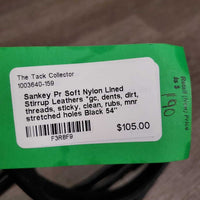 Pr Soft Nylon Lined Stirrup Leathers *gc, dents, dirt, threads, sticky, clean, rubs, mnr stretched holes