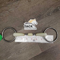 French Link Loose Ring Bit, center Roller, bag *gc/fair, clean, v.chewed, split, sharp edges