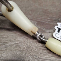 French Link Loose Ring Bit, center Roller, bag *gc/fair, clean, v.chewed, split, sharp edges