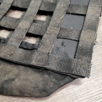 Double Sided Slow Feed Nylon Web Hay Bag *gc/fair, dirty, rubs, frayed, faded, no straps, faded