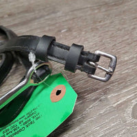 Flat Round End Spurs, Thick Stiff Leather Spur Straps *xc/vgc, mnr rubs & scuffs, edge scrapes & threads