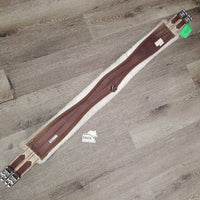 Clik Buckles Fleece Lined Girth, 2x els, D Ring *gc/fair, v.dirty, hair, clumpy, stains, faded, edges: thin & rubs