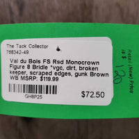 FS Rsd Monocrown Figure 8 Bridle *vgc, dirt, broken keeper, scraped edges, gunk