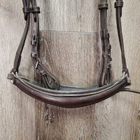 "Expert" Anatomical Monocrown Bridle, Drop Noseband, chin pad *vgc, mnr dirt & rubs, mismatched chin pad