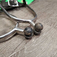 Plastic Roller Ball Spurs, 2x Nylon Straps *gc, clean/mnr dirt & v.dirty/gunky balls, rubs Straps: like new